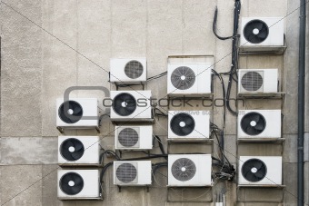 air conditioner machines on wall