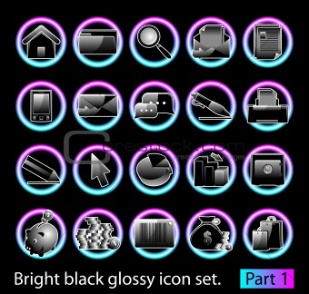 Black glossy icon set 1
