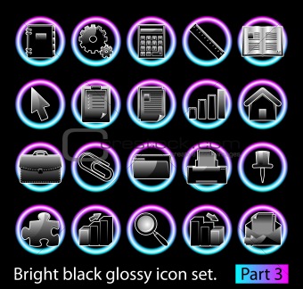 Black glossy icon set 3