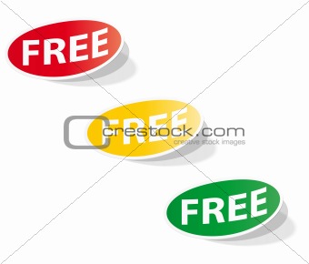 Oval labels with the inscription FREE