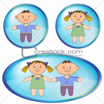 Icons with boy and girl