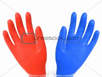 Blue and red hands