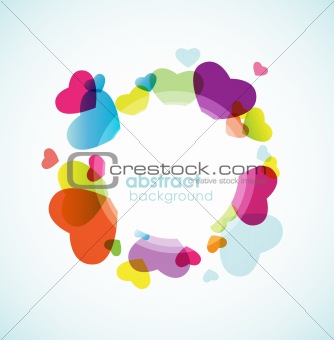 Colorful hearts in circle.