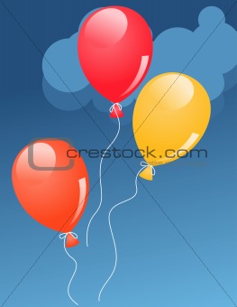 Three balloons in sky