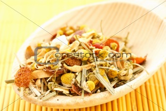Chamomile tea and herbs flavored