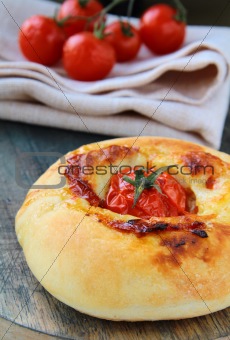 Italian Focaccia bread with tomato