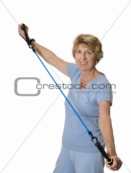 Senior woman with exercise band