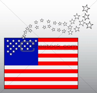 Conceptual image of American flag with departing stars