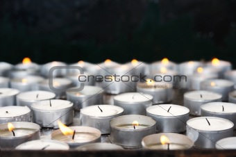 Prayer candles in church - close up