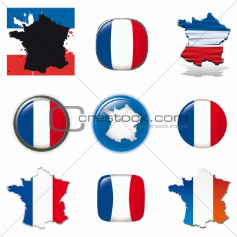 French symbols and icons. Vector collection.