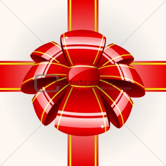Big red bow with ribbon