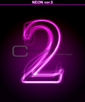 Glowing font. Shiny number 2