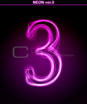 Glowing font. Shiny number 3