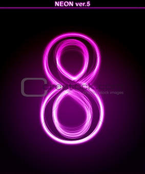 Glowing font. Shiny number 8