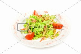 Salad of squid with roast chiken