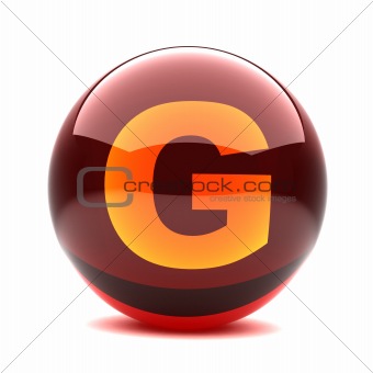 3d glossy sphere with orange letter - G