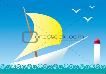 Sailboat and Lighthouse