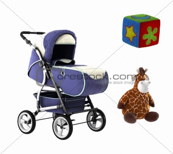 stroller and toys