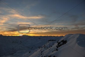 mountain snow sunset