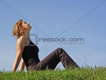 Beautiful woman in grass