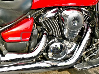 Closeup red motorbike