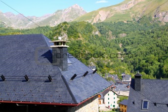 Panticosa village high view slate roofs Pyrenees