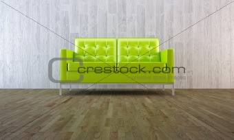 Green sofa in minimal style