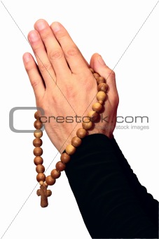 Rosary in his hand