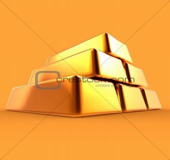 Gold Bars 3D Render Isolated