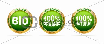 Bio, organic and natural badge set