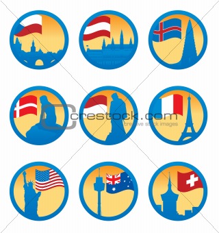 Flags and symbols. Vector