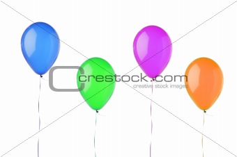 Balloons and streamer isolated on white background