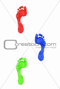 Colorful footprints isolated on white background