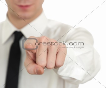 Isolated Young man pointing finger