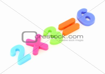 Numbers from toy colourful digits