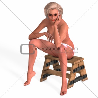 attractive nude young female in a classic pinup pose