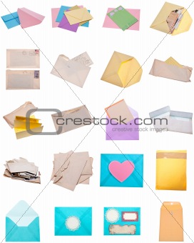 Collage Montage of Envelopes and Letters Modern and Vintage
