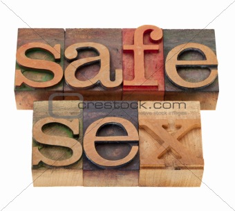 safe sex words in wood fonts