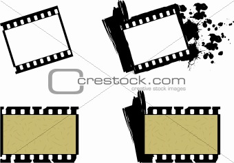 Set of photographic film frames, plain and grunge style