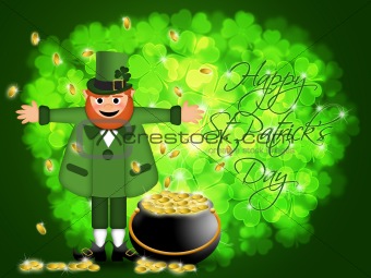 Happy St Patricks Day Leprechaun Pot of Gold