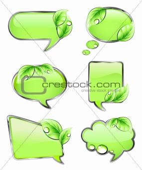 Green banners with leaf. Vector