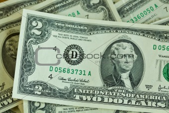 Stack of United States $2 Bills