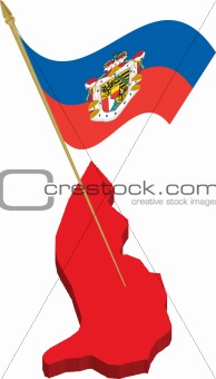 Liechtenstein 3d map and waving flag