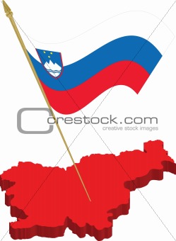 slovenia 3d map and waving flag