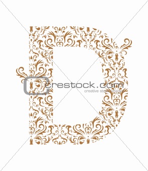Floral letter. Ornament font
