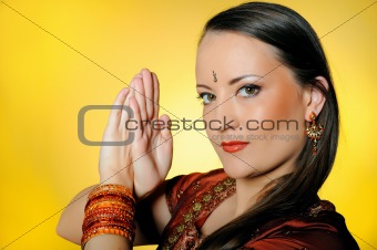 Young beautiful woman in indian traditional jewellery