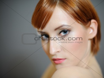 Portrait of pretty woman with pure healthy skin and make-up