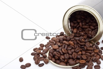Coffee beans in tin can
