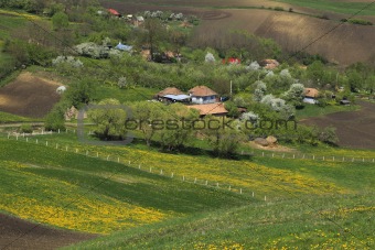 Romanian vilage between the hills