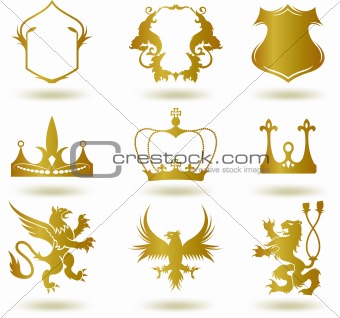 Set heraldic gold elements. Vector